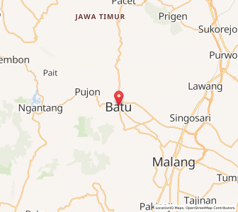 Map of Kota Batu, East Java