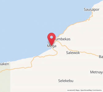 Map of Mega, Southwest Papua