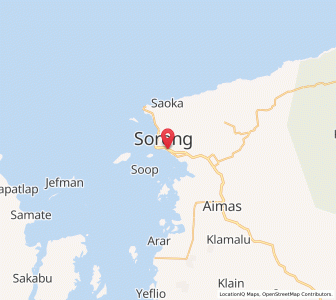 Map of Kota Sorong, Southwest Papua