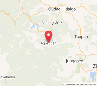 Map of Agostitlán, Michoacán