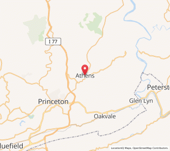 Map of Athens, West Virginia