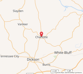 Map of Charlotte, Tennessee