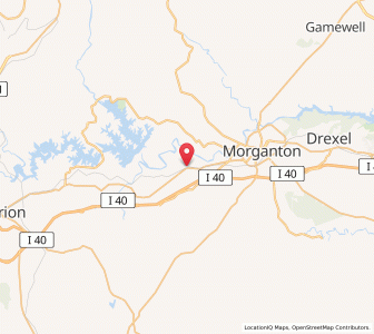 Map of Glen Alpine, North Carolina