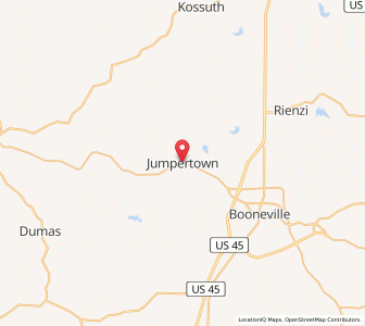 Map of Jumpertown, Mississippi