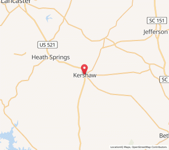 Map of Kershaw, South Carolina