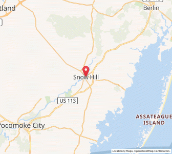 Map of Snow Hill, Maryland