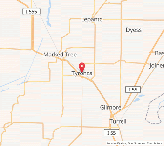 Map of Tyronza, Arkansas